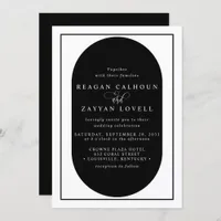 Modern Black and White Calligraphy Wedding Invitation