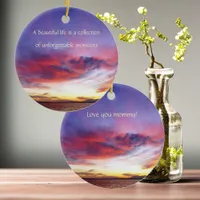 Breathtaking sunset over the sea, personalizable  ceramic ornament