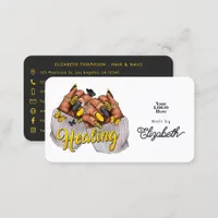 Elegant Black and Yellow Healing Nail Salon Brand Business Card