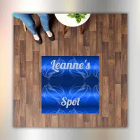 Glam Brushed Metal and Glitter Blue Monogram | Floor Decals