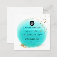  Blue and Gold Brushstrokes Square Business Card