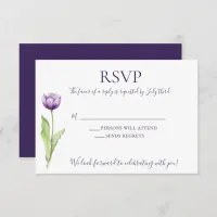Minimalist Deep Purple Single Tulip Wedding Invitation