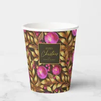 Magenta Gold Christmas Pattern#29 ID1009 Paper Cups