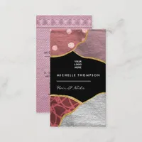 Pink and Gold Linen Fabric Business Card