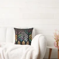 Enchanted Forest: A Stained Glass Masterpiece Throw Pillow