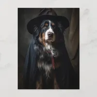 Halloween Witch Bernese Mountain Dog Postcard