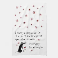Wine for Special Occasions Funny Cat Kitchen Towel