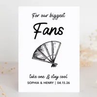 Chic Customizable For Our Fans Wedding Favor Sign