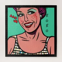 Pretty Retro Pop Art XOXO Jigsaw Puzzle