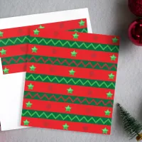 Red and Green Stars Zigzag Stripes Christmas Envelope Liner