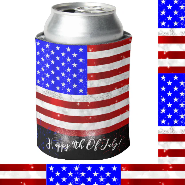 4th of July Celebration - USA flag Can Cooler