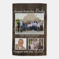 Rustic Wood Christian Memorial Photo Garden Flag