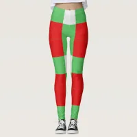 Red, Green & White Block Pattern Christmas Legging