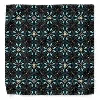 Turquoise & Black Trendy Chic Geometric Pattern Bandana