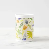 Rustic Watercolor Floral Garden Botanical Bone China Mug