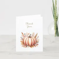 Fall Boho Watercolor Pumpkin Thanksgiving Thank You Card