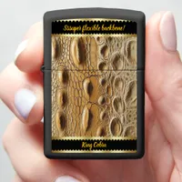 Close-up of intricate snakeskin texture zippo lighter