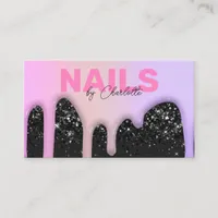 Modern Chic Trendy Pink Purple Drips Nail Business Card