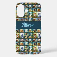 Cute puppy collage, baby dogs, personalized iPhone 16 case