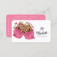 Pink and Green Sisterhood Nail Salon Branding Business Card