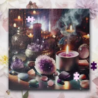 Pretty Purple Amethyst Gems and Crystals Jigsaw Puzzle