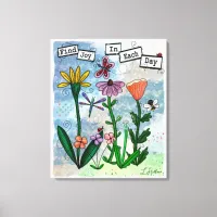 Flowers, Musical Notes and Joy Artwork Canvas Print