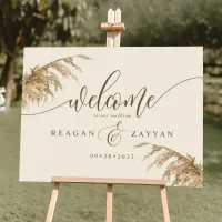 Pampas Grass Earthy Boho Exotic Wedding Welcome Foam Board