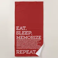 Eat Sleep Memorize Repeat Memory Master Beach Towel