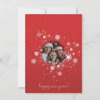 Red Christmas Frame with Snow Flakes  Invitation