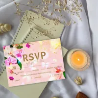 Romantic Orchid Bouque Wedding RSVP Enclosure Card
