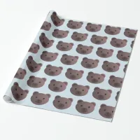 Teddy Bear Blue and Brown Gift Wrap
