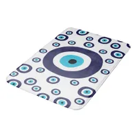 Blue Mediterranean Nazar Evil Eye Bathroom Decor Bath Mat