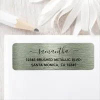 Grey Green Brushed Metallic Elegant Name Label