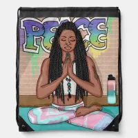 Urban Art | Pretty Woman doing Meditation Drawstring Bag