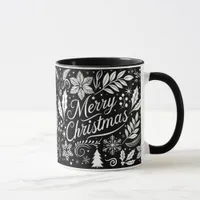 Black and White Merry Christmas Chalkboard  Mug