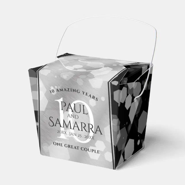 Elegant 10th Tin Wedding Anniversary Celebration Favor Boxes