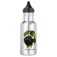 Vintage Gothic Black Roses Personalized Stainless Steel Water Bottle