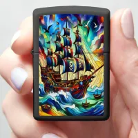 Pirate Ship In Stormy Seas Zippo Lighter