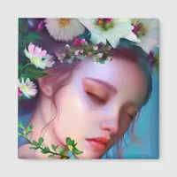 Pretty Fairy Flowers in Hair Fantasy Art   Magnet