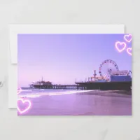 Santa Monica Pier Purple Hearts Invitation