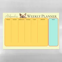 Kids Boy Yellow Name Cat Weekly Planner Magnetic Dry Erase Sheet