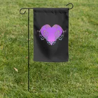 Elegant, Romantic Purple Heart with Garden Flag