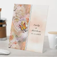 Butterfly Pearl Heart Floral Serenity Rose Wedding Pedestal Sign
