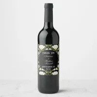 Elegant Black & White Floral Wedding: Calligraphy  Wine Label