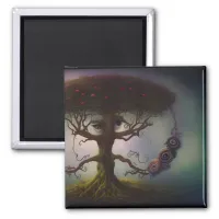 I Spy With My Big Eye - Surreal Tree AI Art Magnet