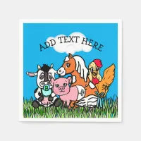 Personalized Farm Animals Baby Shower Napkins