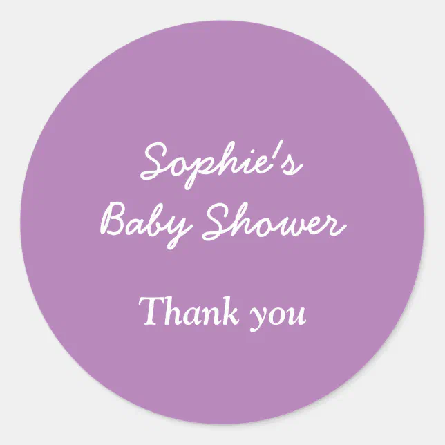 Baby Shower Soft Purple Thank You Sticker