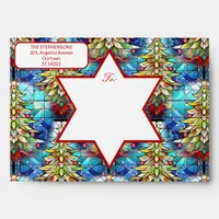 Colorful Stained Glass Christmas Tree Envelope