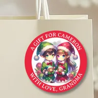 Cute Anime Elves Christmas | To and From Classic Round Sticker