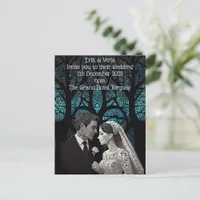 Beautiful wedding couple on a blue Tree of Life Postcard